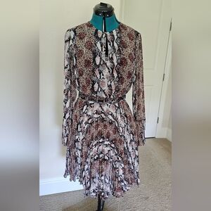 Mikael Aghal Long Sleeve Snake Print Dress